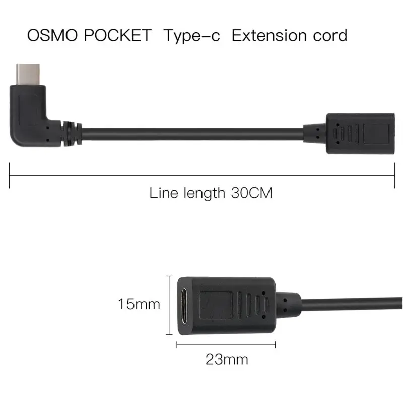 30 см 90 градусов кабель расширения шнур передачи данных провод USB Micro type-C для DJI Osmo Карманный карданный адаптер камеры