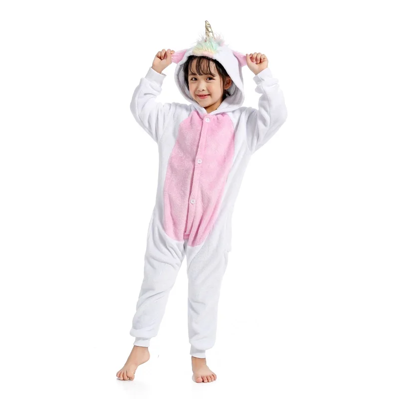 Children Pajamas for Boys Girls Cartoon Pegasus Panda New Unicorn Soft Flannel Animal Sleepwear Kids Blanket Onesie 4-12 Year | Детская