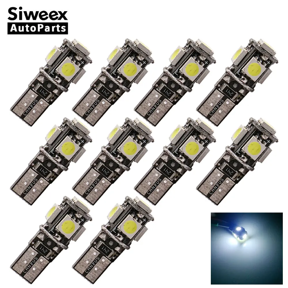 10 шт. W5W 147 Автомобильный светодиодный лампы T10 5050 5 SMD багажник настольная лампа