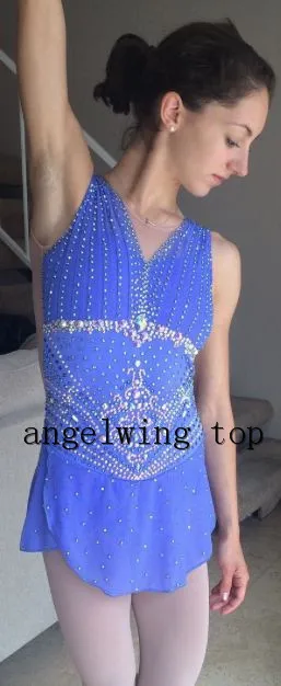 

Синие платья для катания на коньках для девочек, платье для фигурного катания, женская одежда для соревнований, одежда для катания на коньках, бесплатная доставка