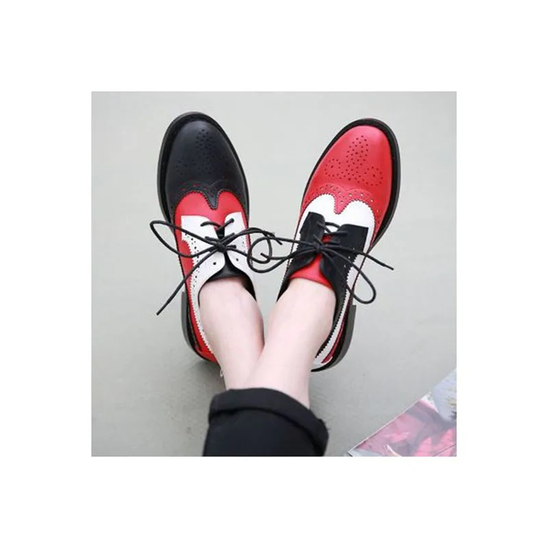 Синие и темно-синие женские оксфорды на шнуровке винтажные броги школьные туфли