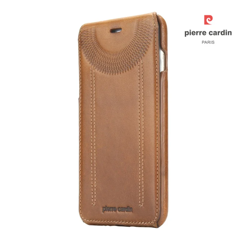 Чехол для телефона Pierre Cardin s, сумки для iPhone 6, 6 s, 7, 8, 8 Plus, чехол из натуральной кожи, Вертикальный флип-чехол для iPhone 8, 7, чехол - Цвет: brown