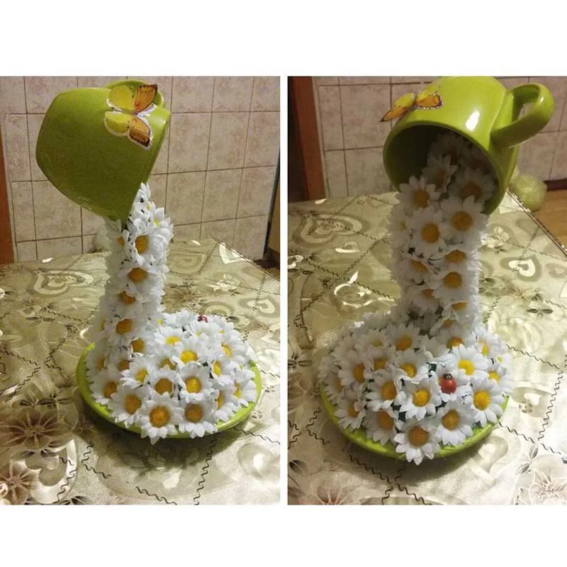 100 шт. искусственные цветы для вечеринки Свадебные украшения мини шелк белый