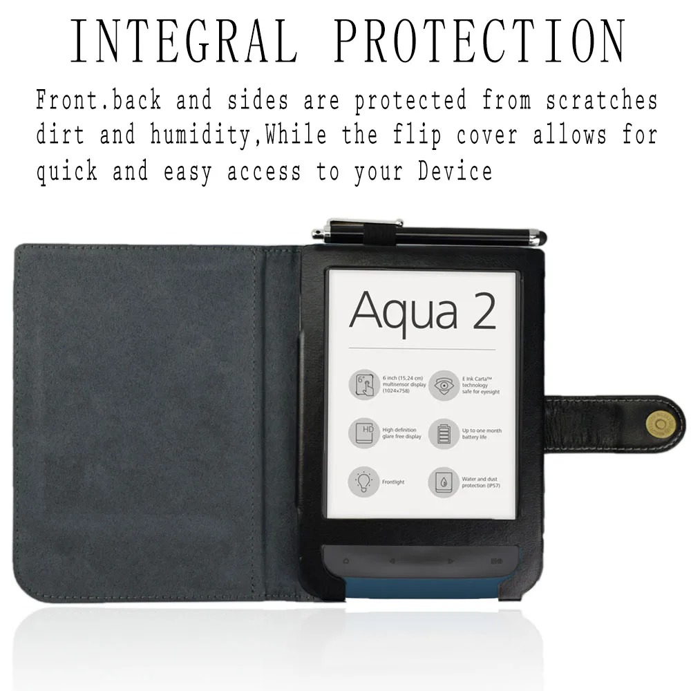 Чехол книжка из искусственной кожи для PocketBook 641 Aqua 2 читалка 6 дюймовый чехол с