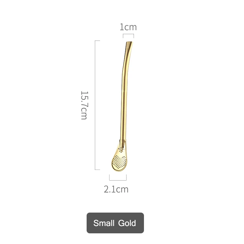 small-gold 2 в 1 многоразовая соломенная ложечка-фильтр для чая шейкер кофейные фильтры ложки для кружек пивная чашка посуда барные аксессуары - Цвет: small-gold