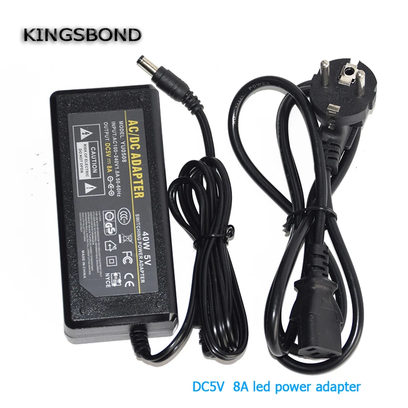 

EU Plug AC110V 220V to DC 5V 8A Power Adapter 40W LED transformer led strip Converter Adapter power supply