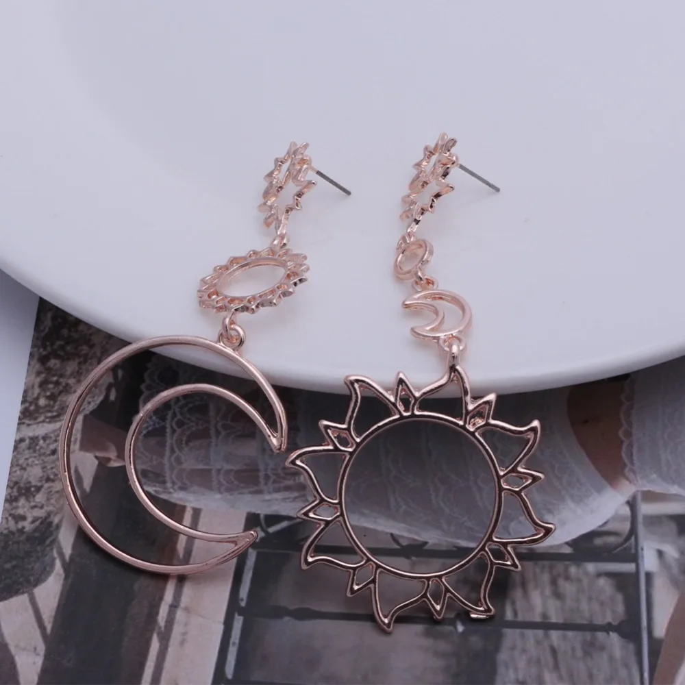 EX433 Moon Серьги с дизайном солнце альпинистские крошечная звезда Луна Висячие