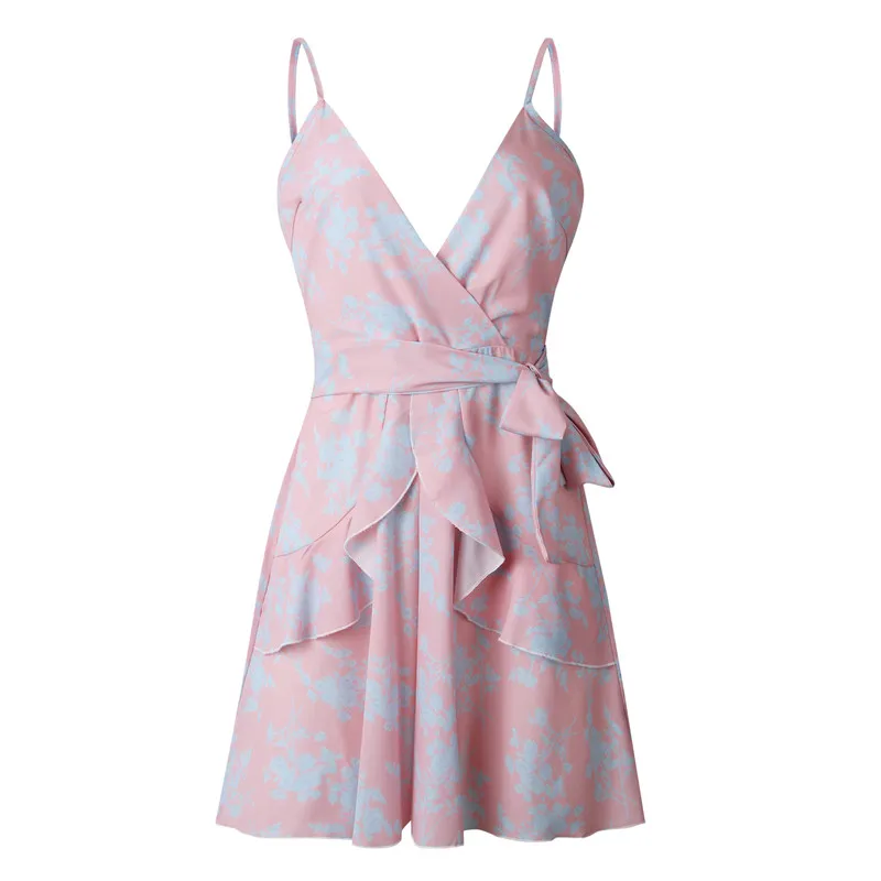 Летнее Бандажное платье повседневное Винтажное с принтом женские пляжные платья