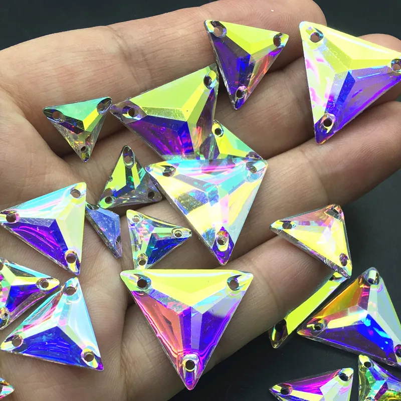 TopStone Crystal AB треугольные стразы из смолы шитье бисера Ювелирных изделий плоская