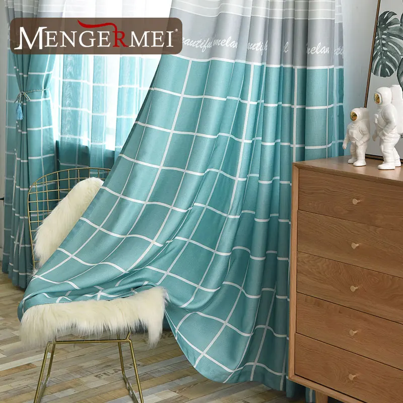 Клетчатая занавеска для гостиной синие фиолетовые тюлевые занавески спальни