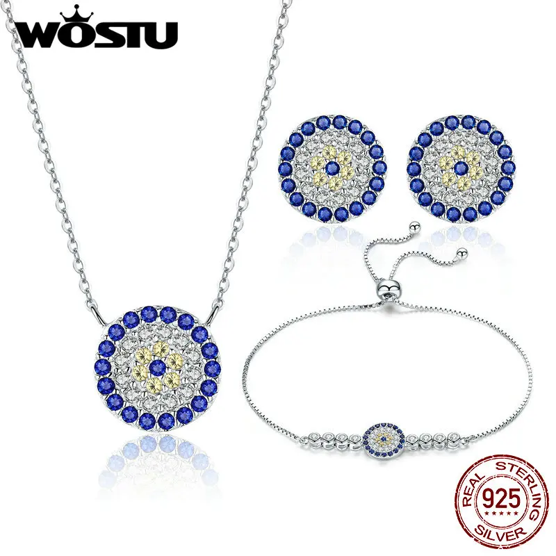 WOSTU, Новое поступление, Аутентичные 925 пробы, серебряные, винтажные, Самсары, ювелирные наборы, браслет, серьги, ожерелье для женщин, модный подарок