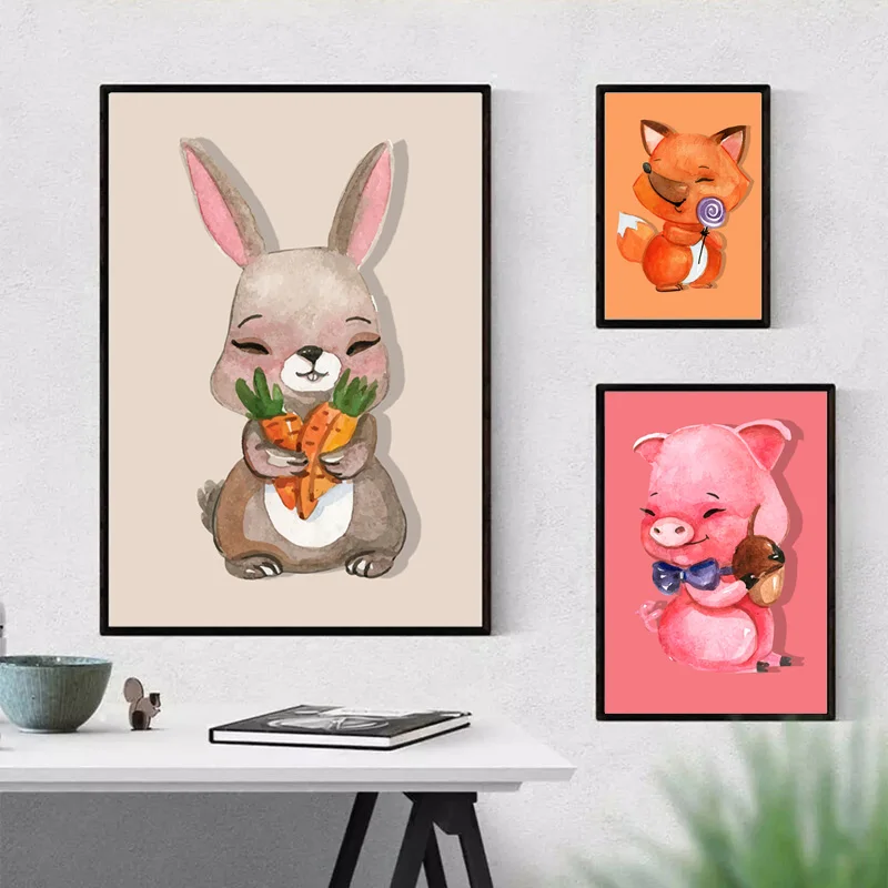 Кролик Affiche Enfant настенные художественные скандинавские плакаты и принты холст