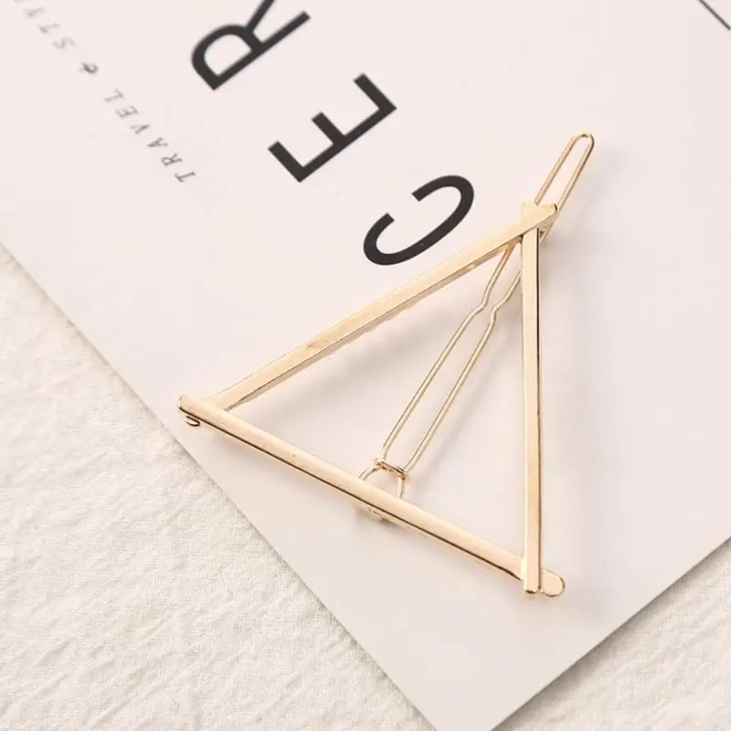 Fashion Woman Hair Accessories Triangle Clip Pin Metal Geometric Alloy Hairband Moon Circle Hairgrip Barrette Girls Holder |