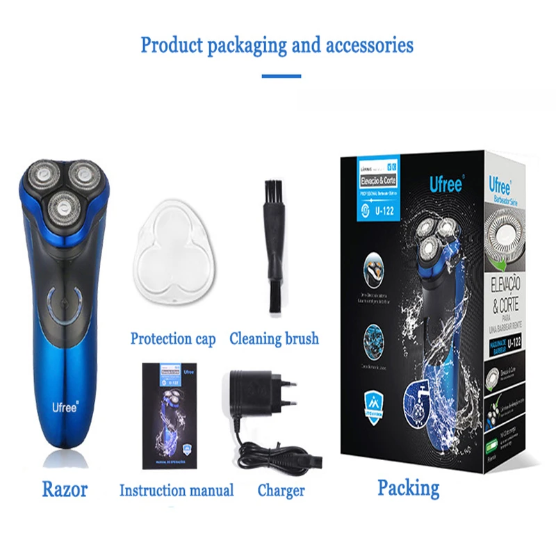 Полный средства ухода за кожей стирка Ротари 3D режущая головка электробритва