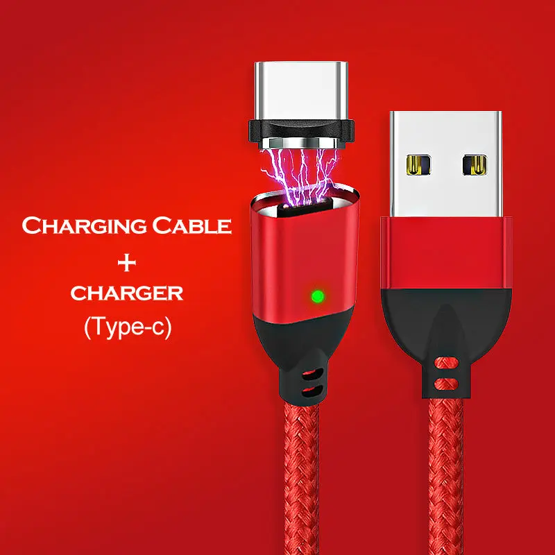 Red For Type C Магнитный usb кабель для зарядки iPhone X XS XR XS MAX Led USB Micro USB C кабель для быстрой зарядки для мобильного телефона samsung шнур для передачи данных - Цвет: Red For Type C