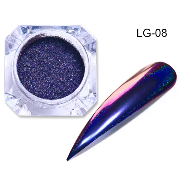 LG-08 1 коробка 1 г зеркало-Хамелеон блеск для ногтей порошок маникюрный набор хромированный порошок для ногтей DIY порошковое покрытие ногтей украшение - Цвет: LG-08