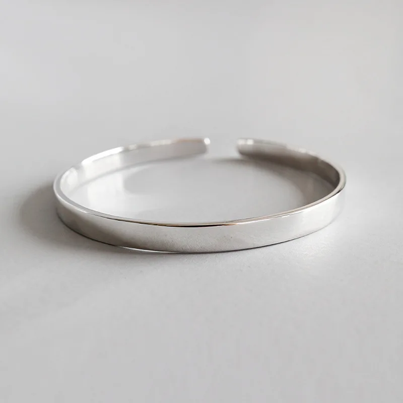 

100% 925 Sterling Silver Bangles Bracelets For Women Accessories, Minimalism Smooth Cuff Bracelet Bangle 925 Fine Jewelry Female