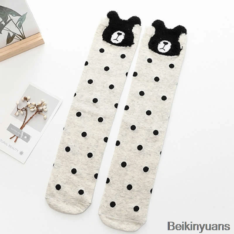 Dot bear Носки для маленьких девочек детские носки в Корейском стиле с героями мультфильмов короткие носки для мальчиков до колена Детские хлопковые носки с принтом кошки - Цвет: Dot bear