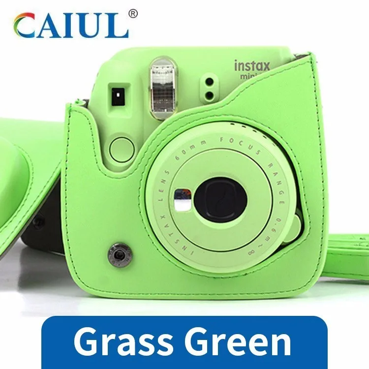 Grass green Fujifilm Instax mini чехол для камеры pu кожаный чехол с плечевым ремнем для Instax Mini 9 Mini 8 Mini 8+ мгновенная камера - Цвет: Grass green
