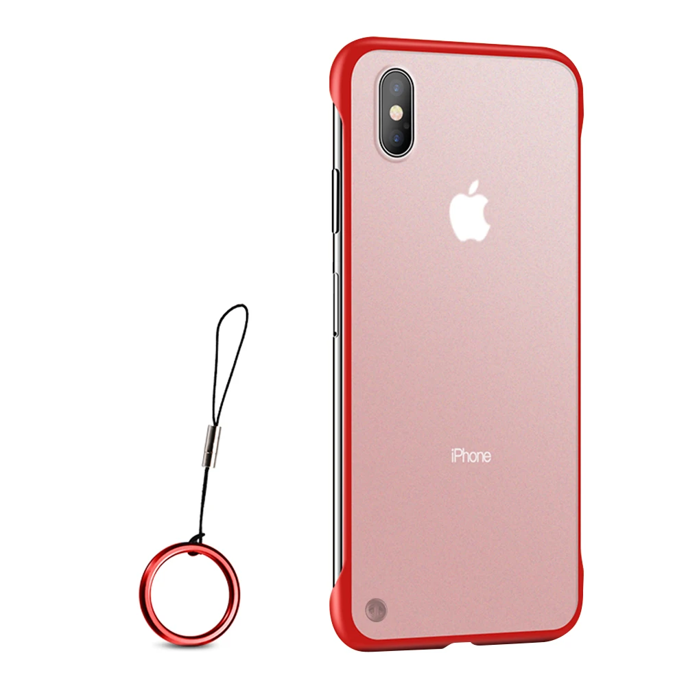 Красный Роскошный Бескаркасный чехол для телефона iPhone XS Max X прозрачный чехол для iPhone 6 S 6 7 8 Plus Акриловые Матовые чехлы оболочка - Цвет: Красный