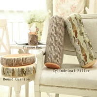 5 pcs wood log cushion cover tissue box tree stump wood soft plush throw pillow case for the car decorate for chair seat gift