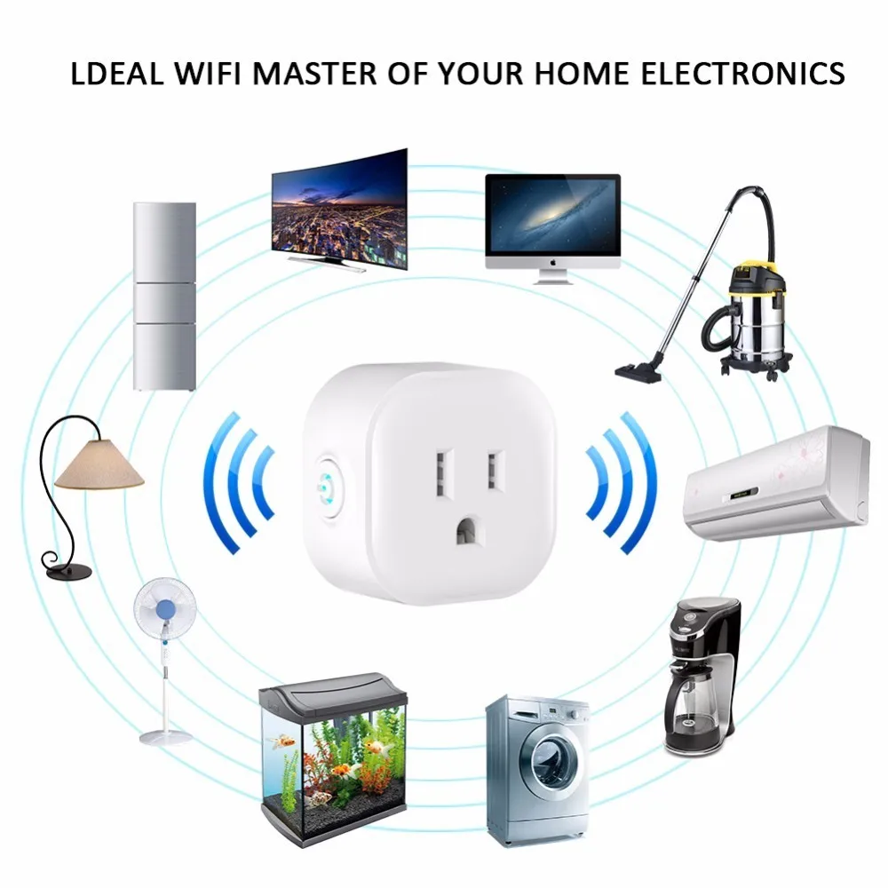 Wi Fi умная вилка для Alexa Google Home переключатель розетка Функция синхронизации