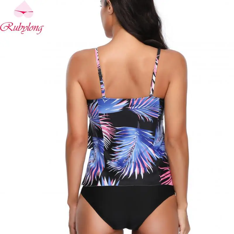 Rubylong Swimwear New Two Piece Swimsuit Women Strap Tankini Set Vintage Bathing Suit Beach Wear Push Up Monokini Swim | Спорт и