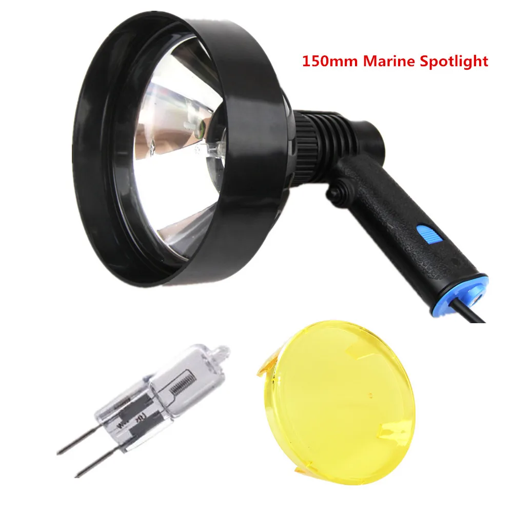 12V 1000lm 150 мм/175 мм 100W галогенные морской светильник ручной прожектор для охоты регулируемый луч пятна или прожектор с лампой Комплект фильтров для объектива