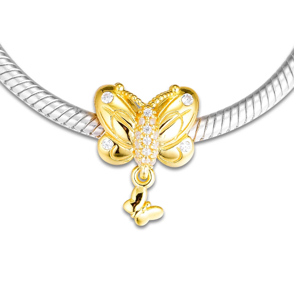 Блестящий декоративный кулон-бабочка из стерлингового серебра 925 пробы подходит