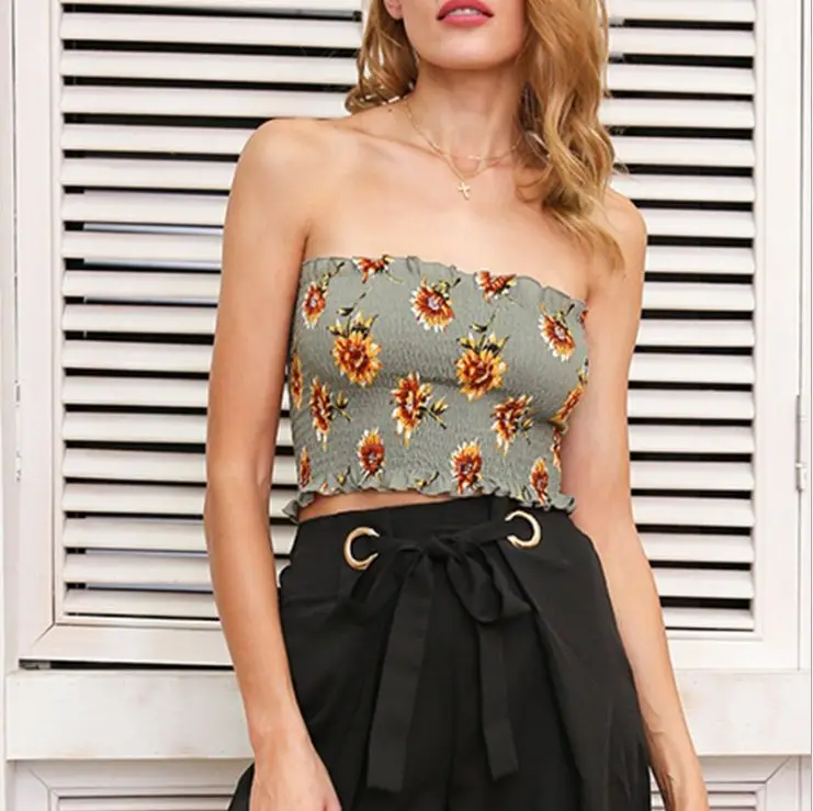 Бюстгальтер бандо без бретелек с принтом|Топы| |