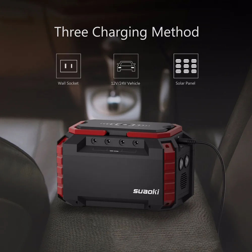 Suaoki S270 150Wh портативная электростанция, мини-аккумулятор с 2 портами переменного тока, 4 портами постоянного тока для кемпинга, путешествий, аварийное автомобильное пусковое устройство
