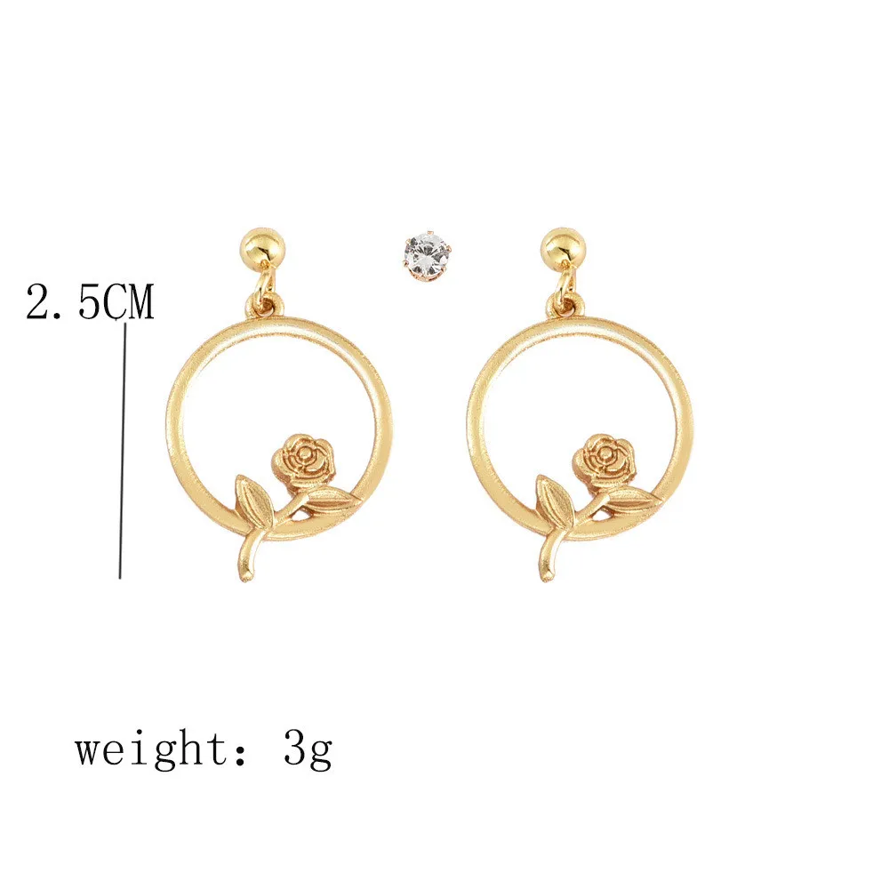 Женские винтажные серьги подвески MLING круглые золотистого цвета с розовыми