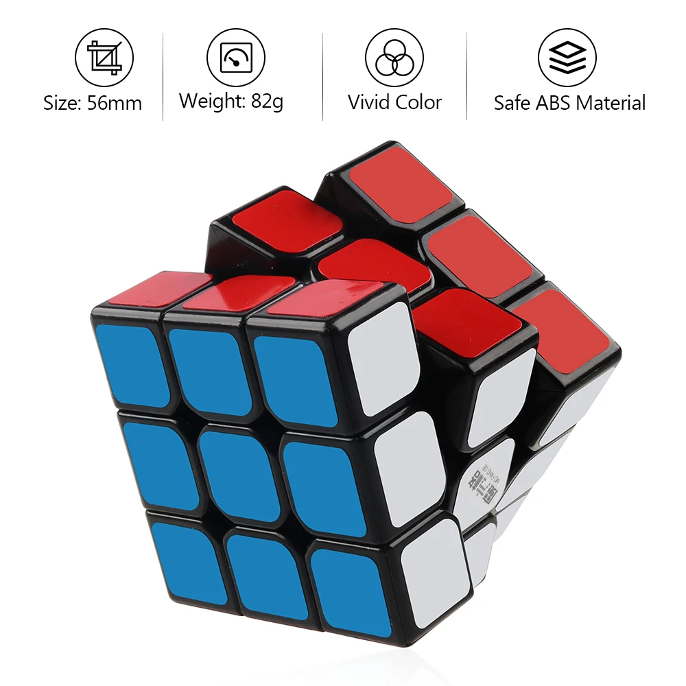 D FantiX Qiyi Thunderclap 3x3 скоростной куб Гладкий qiyi 3x3x3 магический 57 мм (черный) Обучающие