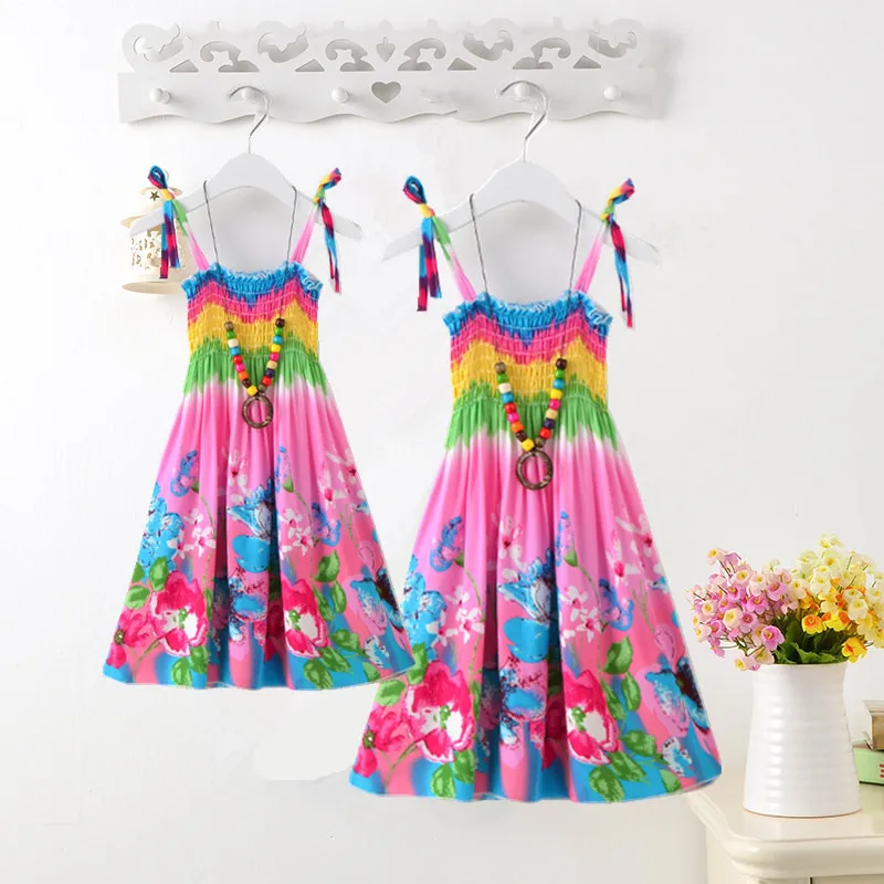 Летние пляжные платья для мамы и дочки Семейные комплекты Boho Vestidos Сарафаны