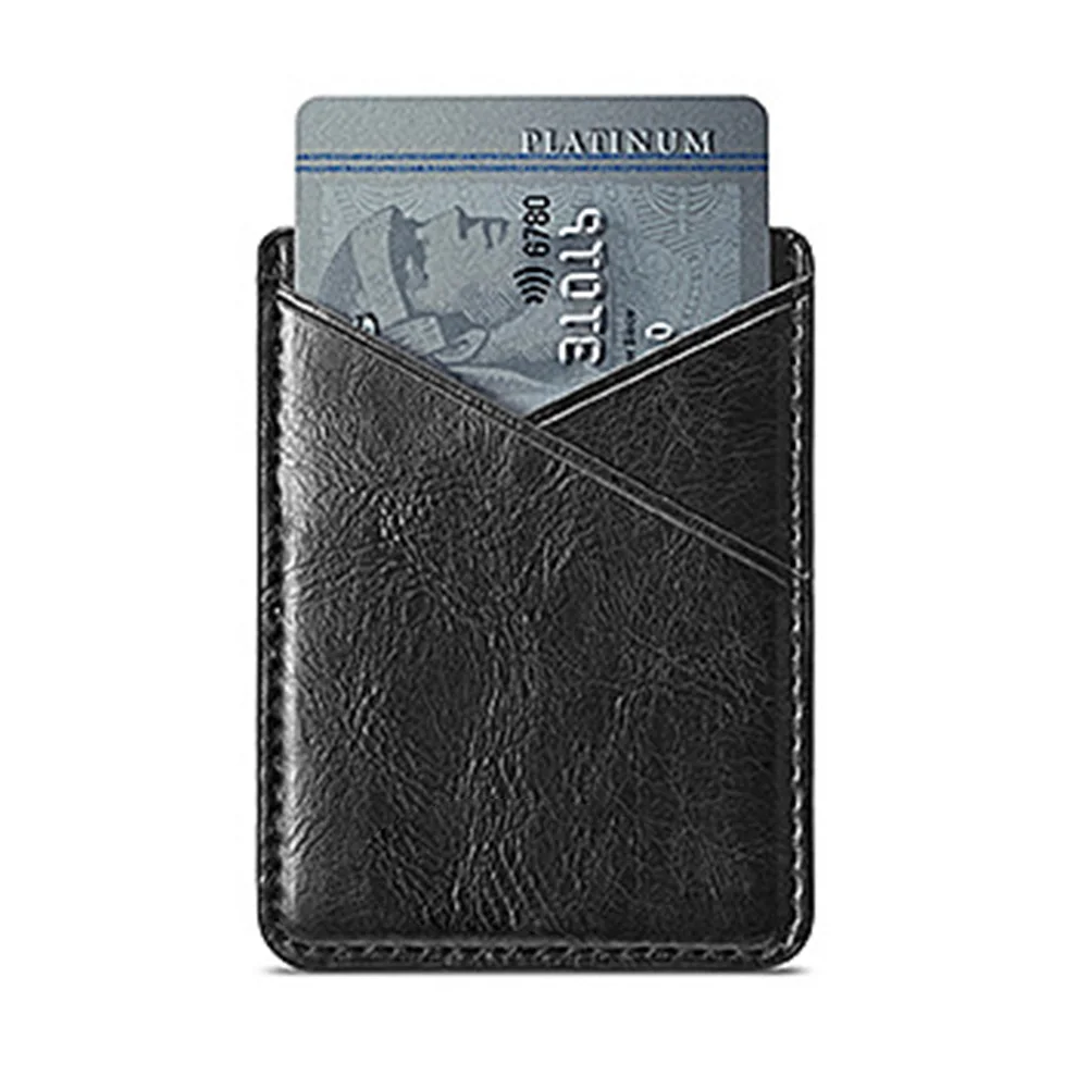 Inserting Phone Card Holder Universal Case Double-deck Wallet Leather Back Solid Secure Pocket Mini Adhesive Stick On | Багаж и сумки