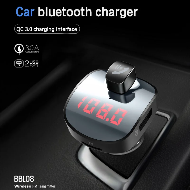 Автомобильный аудио MP3 плеер с 3.1A Quick Charge двойной зарядное устройство usb автомобильный набор, свободные руки, FM передатчик Aux модулятор Bluetooth громкой связи