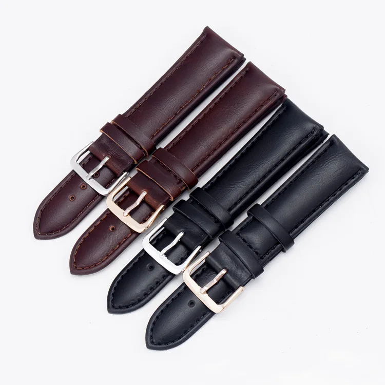 

A008 20mm Black Watchbands Brown Pin Buckle Bracelet Genuine Leather Watch Band for Women Size White Watch Strap Watch Men