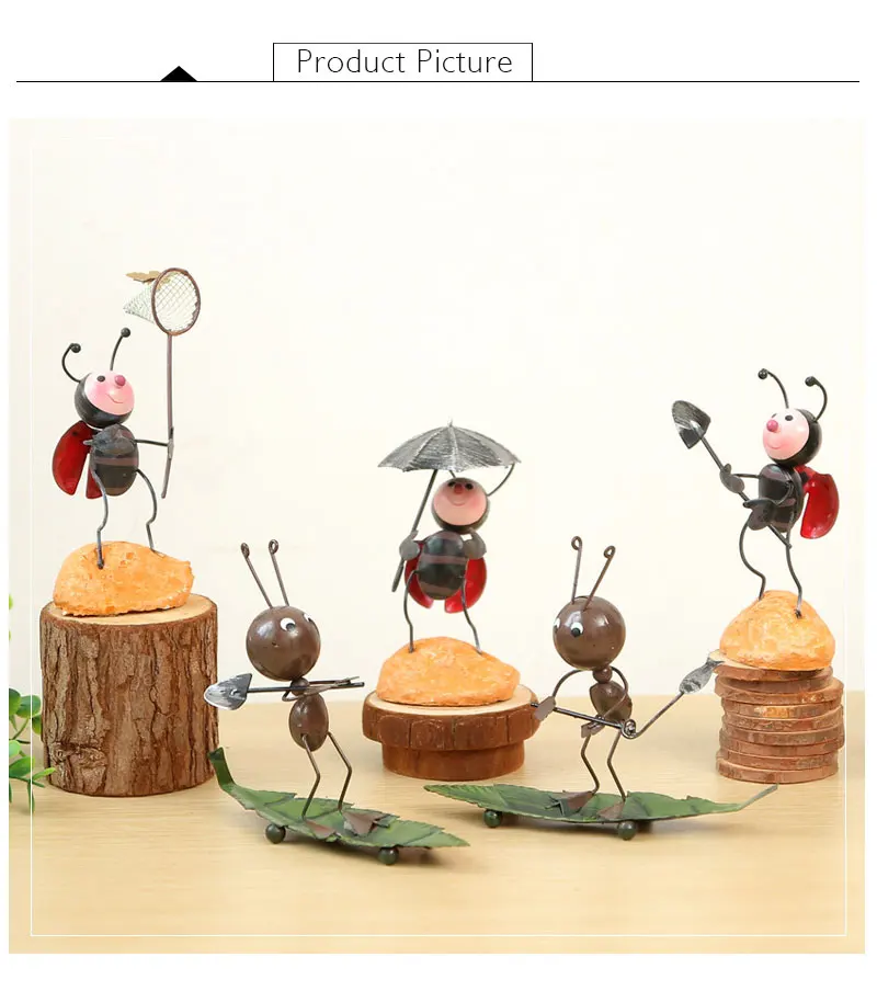 Творческий Утюг Ant Божья коровка миниатюрные фигурки украшения мультфильм насекомых Модель рабочего ремесла домашний декор детские игрушки подарки