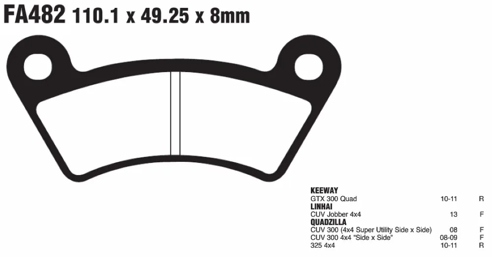 Передние Задние тормозные колодки для KEEWAY GTX 300 Quad 11-11 LINHAI CUV Jobber 4X4 2013 QUADZILLA Side X 325 |
