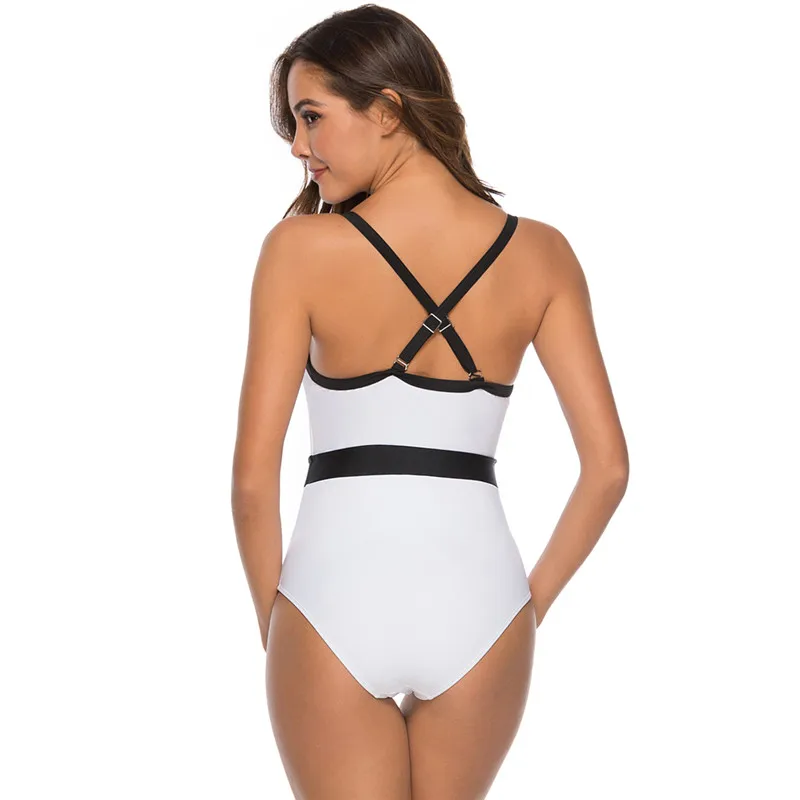 Настраиваемый сексуальный черный и белый цельный женский купальник бикини с