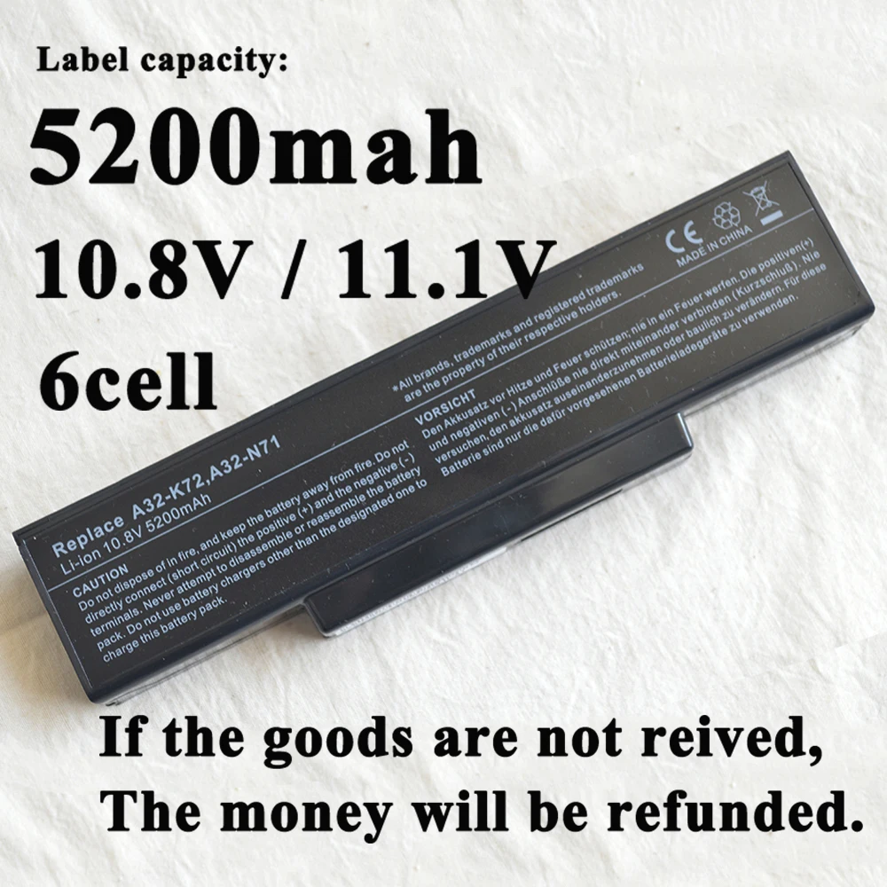 A32-K72 A32-N71 Аккумулятор для ноутбука ASUS N71JA N71JV N71YI N73JF N73JG N73JN N73JQ 70-NZY1B1000Z 70-NZYB1000Z 70-NXH1B1000Z