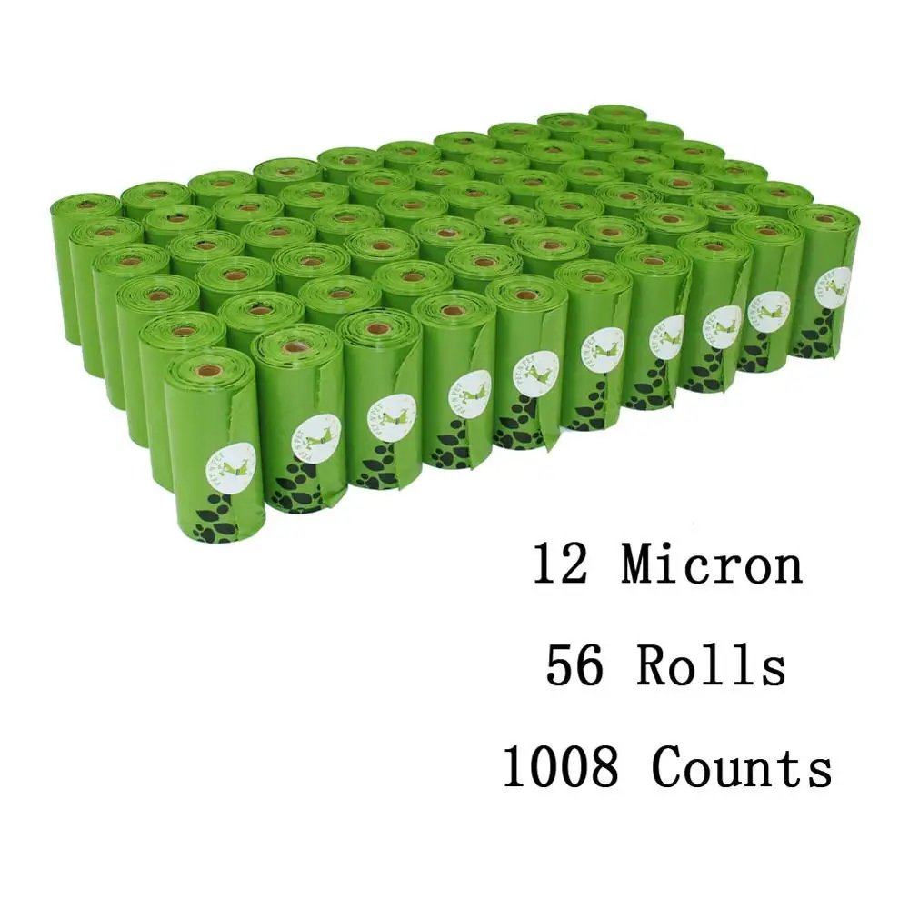 12mic 56rolls 1008pc Сумки для собак, экологически чистые 10/12 микрон, 56/60 рулонов, большие мешки для кошачьих отходов, сумка для собак, зеленый, черный, оранжевый, розовый цвет, мешки для мусора - Цвет: 12mic 56rolls 1008pc