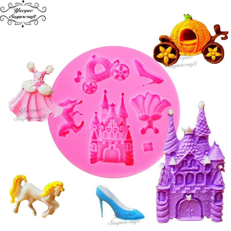 Принцесса замок Тыква карета силиконовая форма помадка формы украшения торта