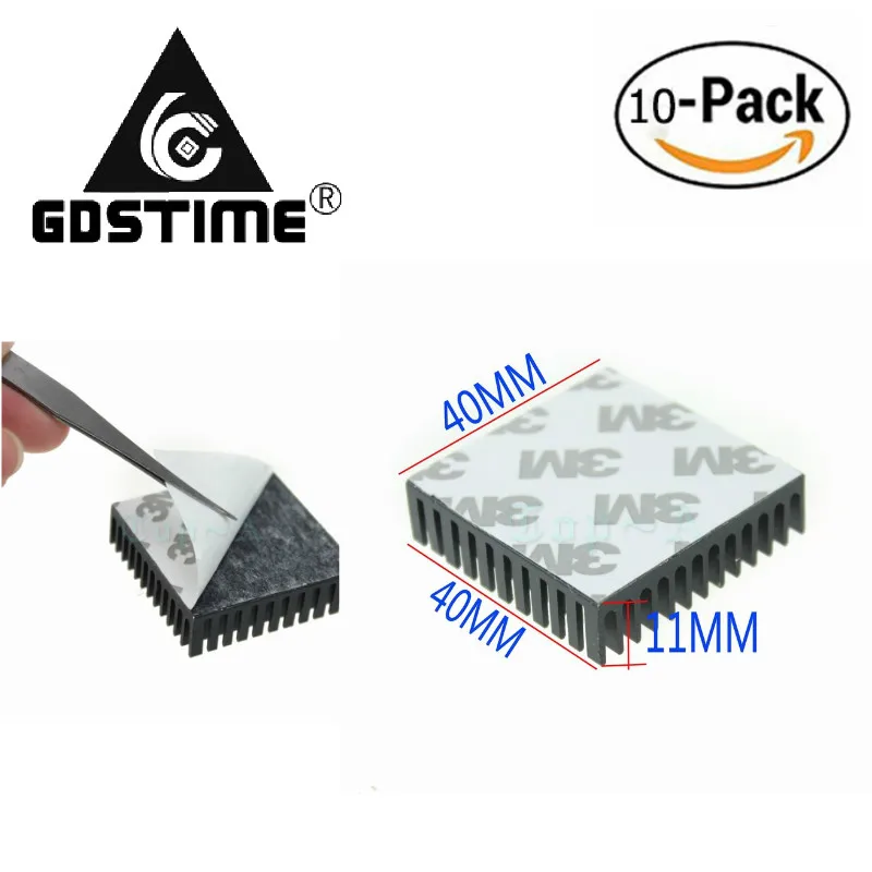 Gdstime 10 шт. 4 см 40x40x11 мм черный алюминиевый радиатор высокого качества IC чип 40 x 11