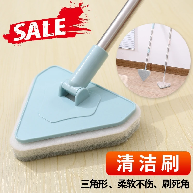 

Toilet soft brush clean brush sponge long handle retractable bathtub tile floor brush triangular glass brush