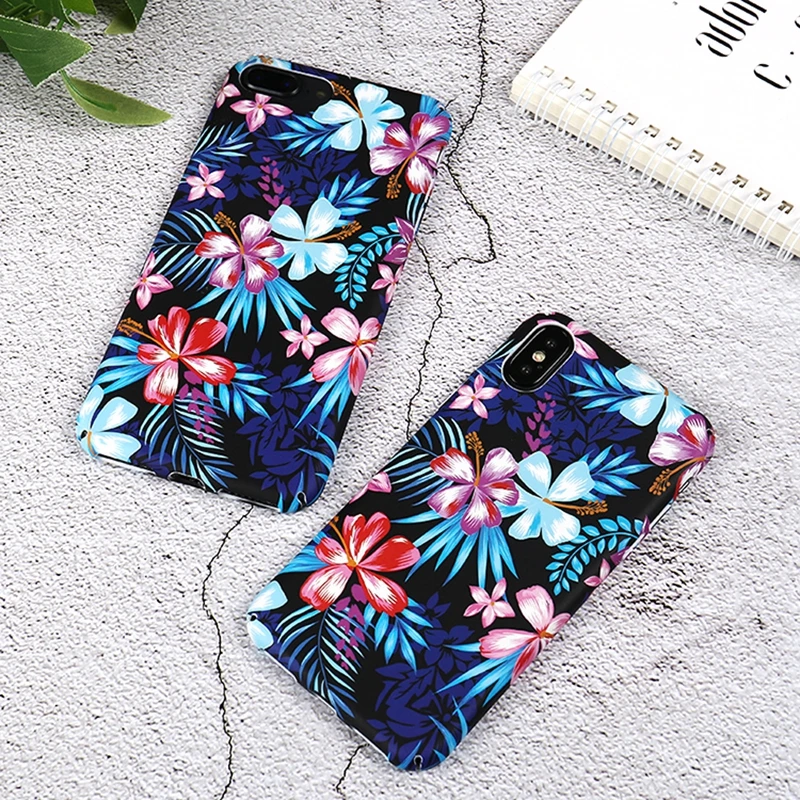 Fundas on for iPhone X Retro Tropical plants Floral Phone Case Coque 6 6s 7 8 Plus 7Plus Fashion Cover |
