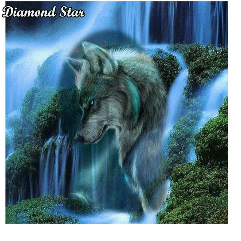 

Full Square drill Diamond 5D DIY Diamond PaintingWaterfall wolf Embroidery Cross Stitch Rhinestone Mosaic Painting Decor