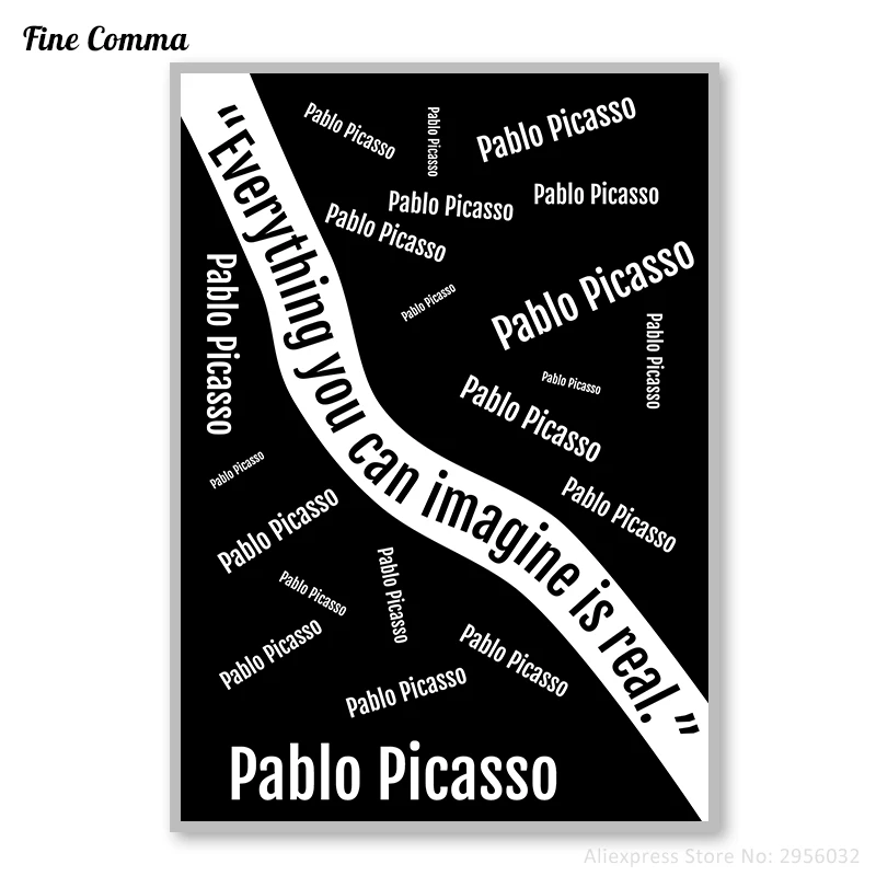 Пабло Пикассо цитирует черно белую стену художественный холст печать Жикле
