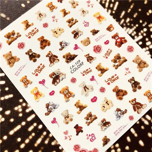 CA-109-110-111-112-145 медведи стикеры 3D на ногти nail Art Наклейка cheetsan бренд шаблон diy Инструменты для ногтей украшения - Цвет: CA-109