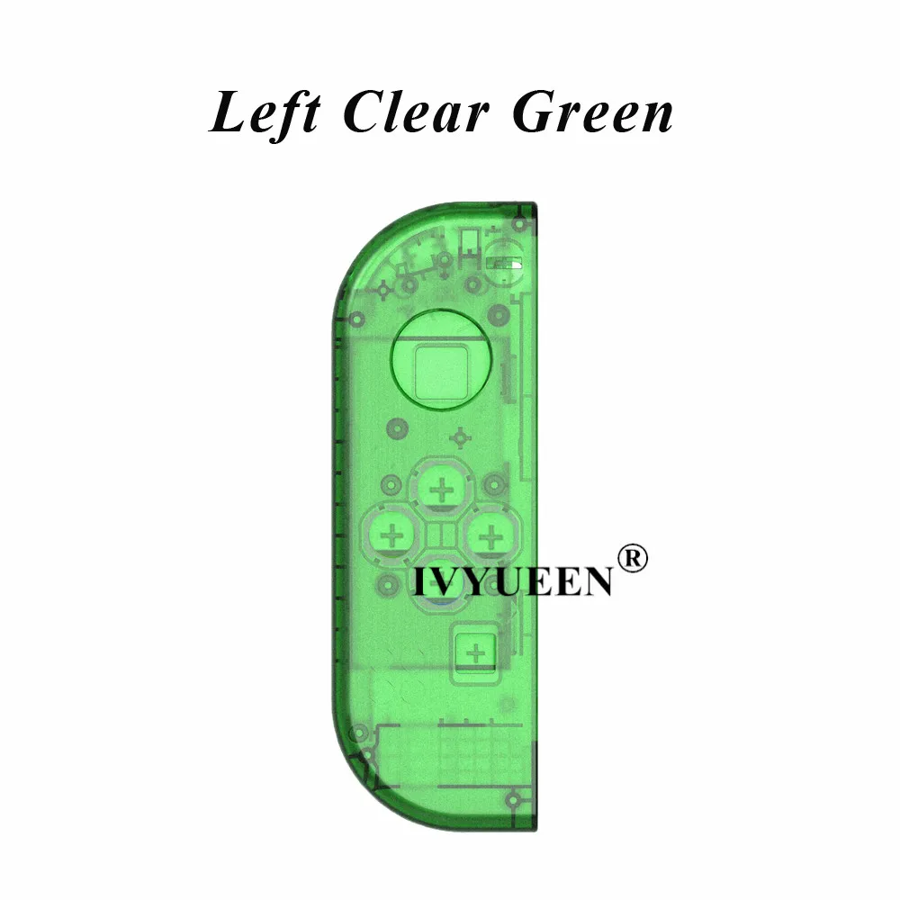 Left Clear Green IVYUEEN для Nintendo doswitch NS Joy Con контроллер прозрачный сменный корпус Корпус для Nitendo переключатель Joy-Con крышка - Цвет: Left Clear Green